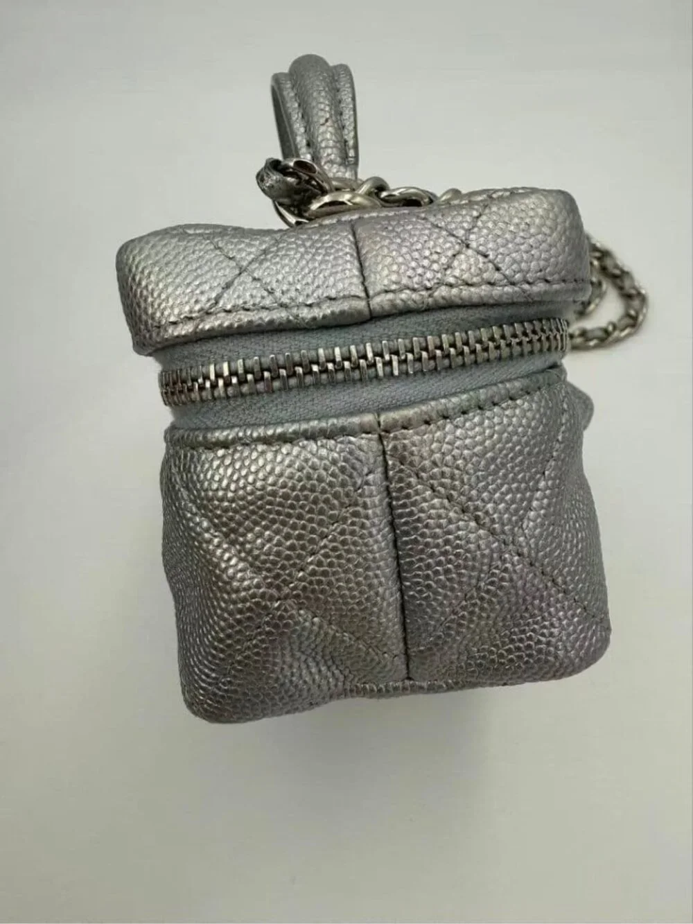 Chanel Caviar Leather Mini Flap Bag Silver